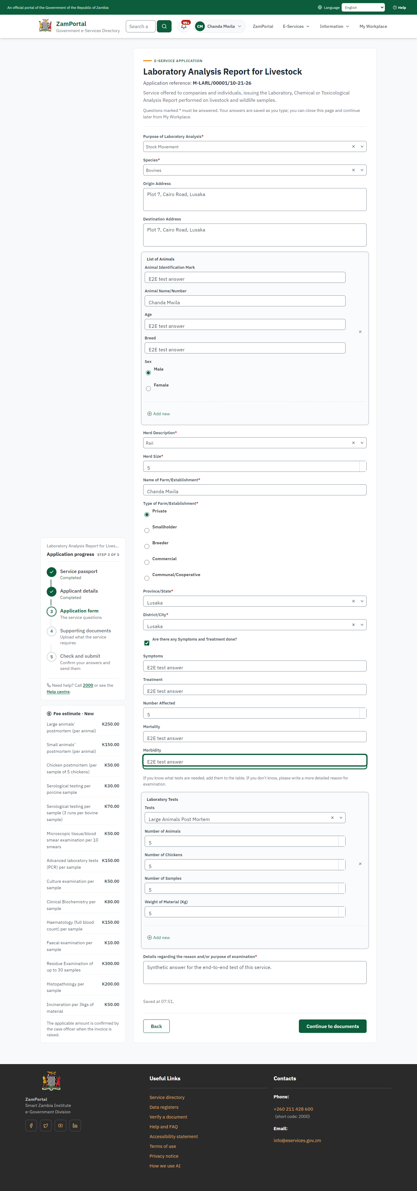 Fill in the application form (desktop)
