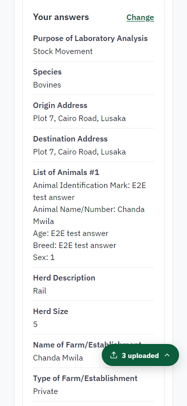 Check the answers and confirm the declaration (375 px phone)