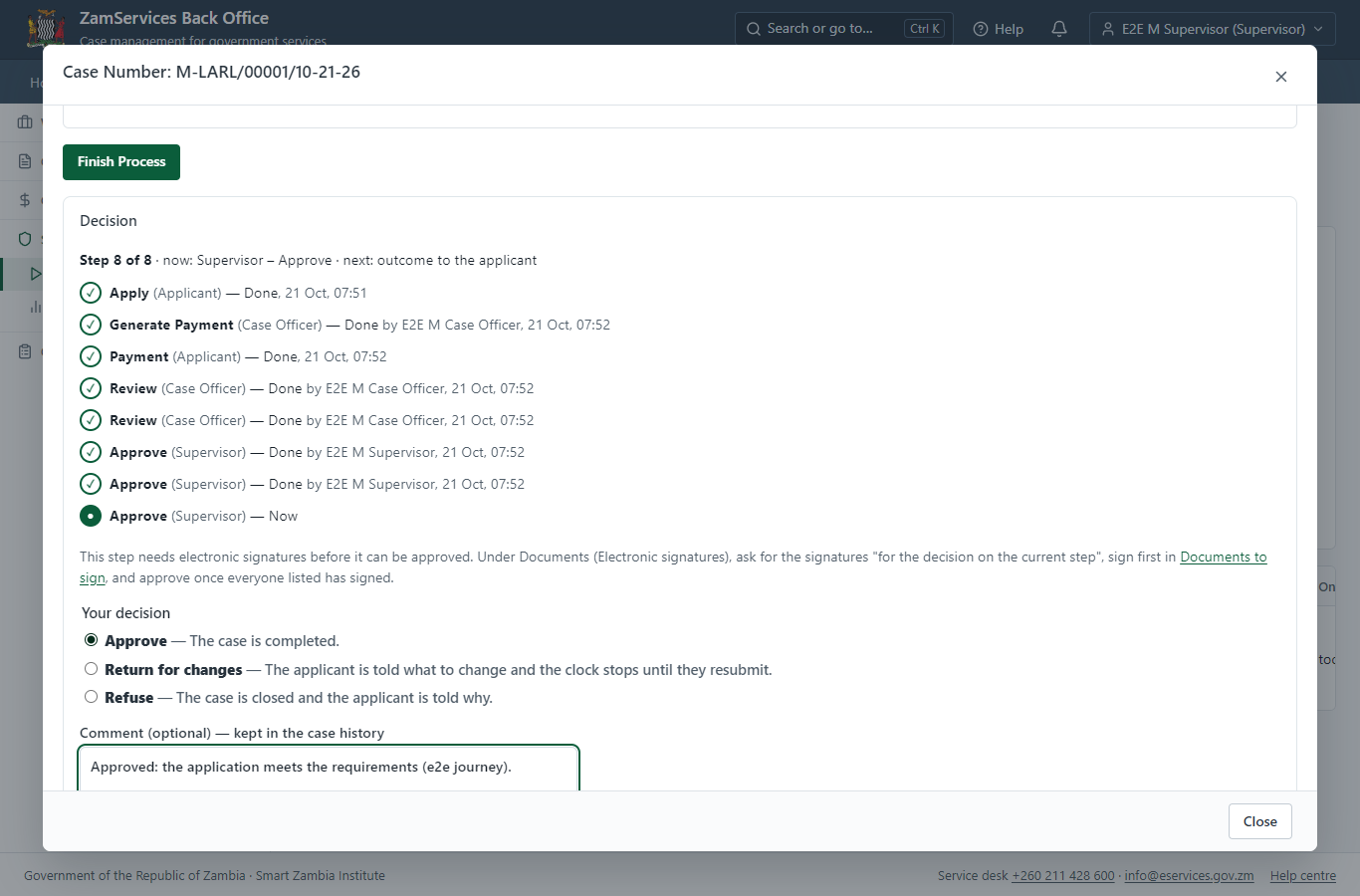 Decide: Review, Inspect, Decision, e-Sign Second Supervisor (desktop)