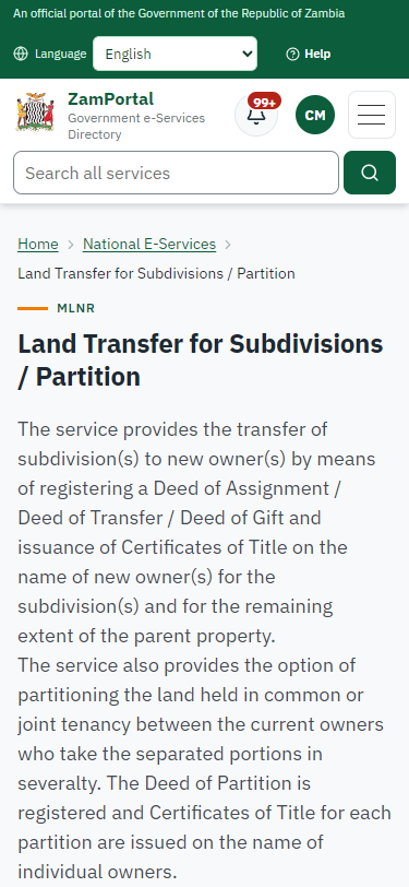 Read the service page (375 px phone)