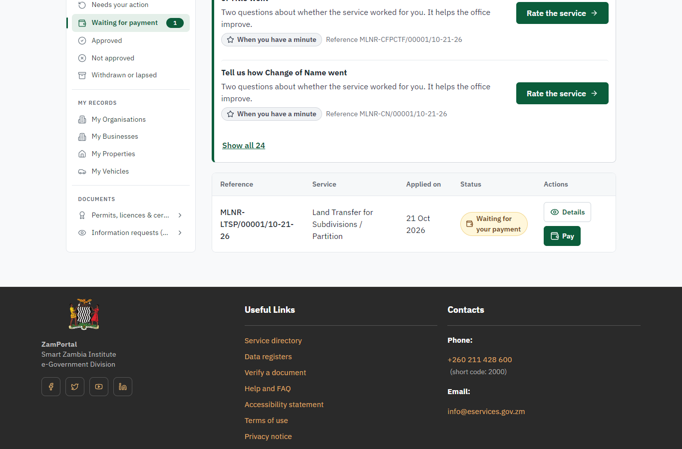 See that the fee is due (desktop)