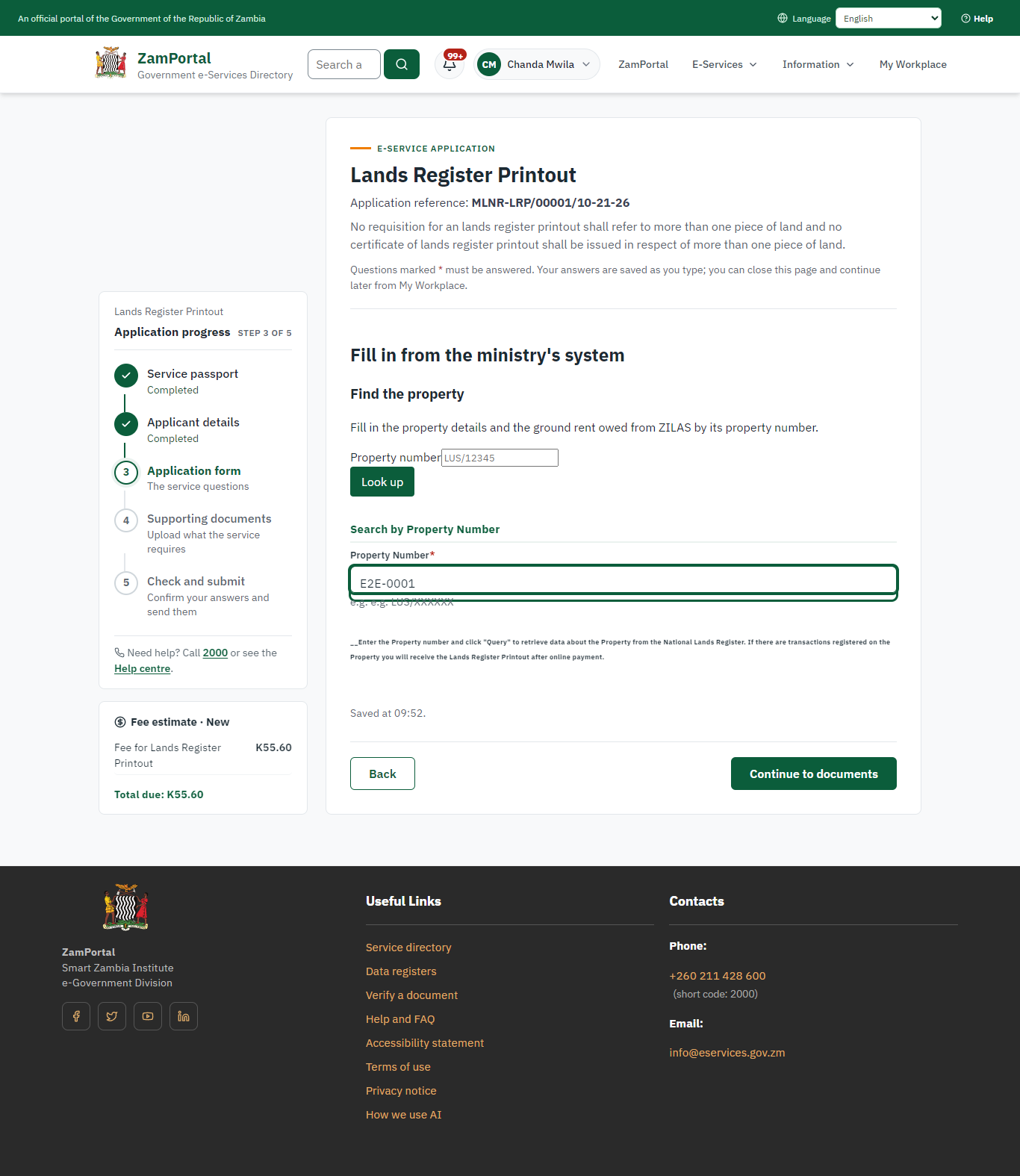 Fill in the application form (desktop)