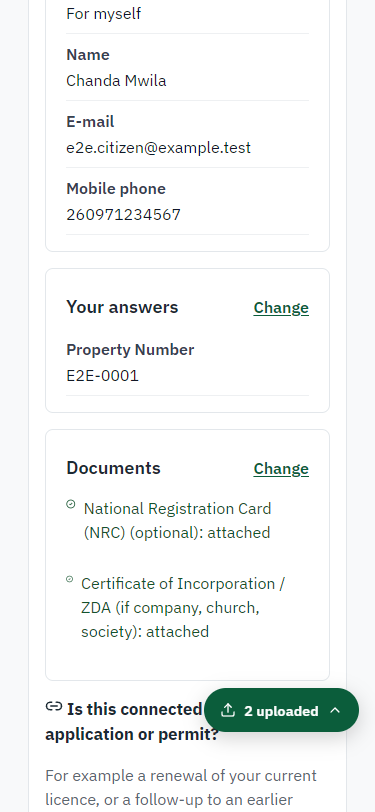 Check the answers and confirm the declaration (375 px phone)