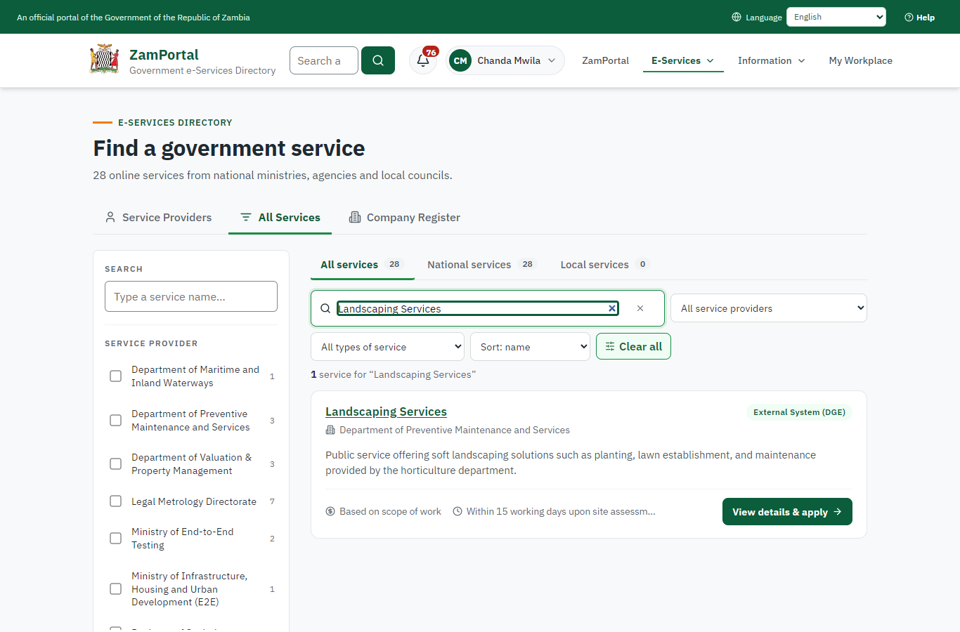 Find the service (desktop)