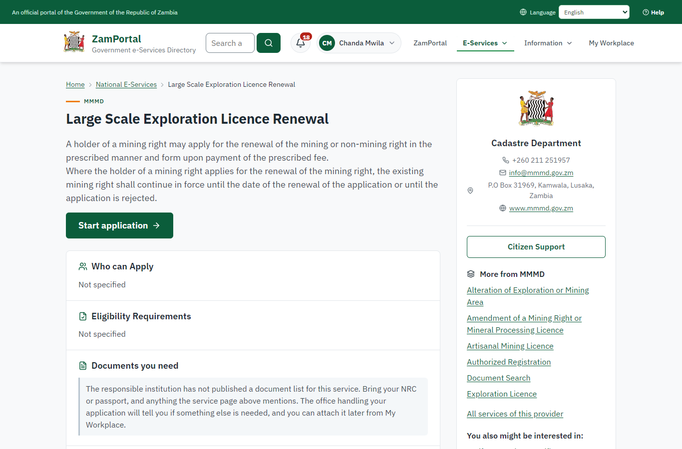 Read the service page (desktop)