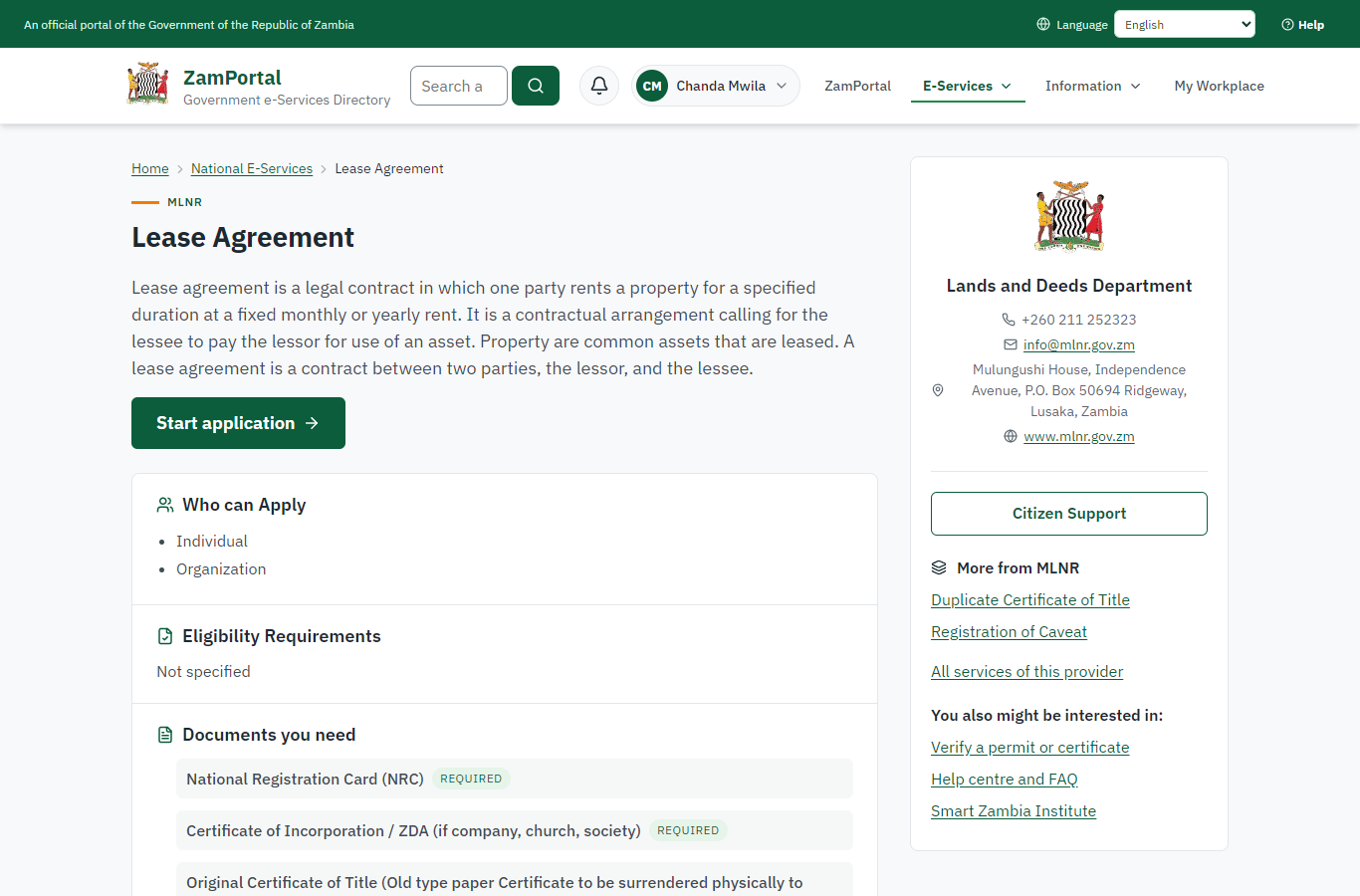 Read the service page (desktop)