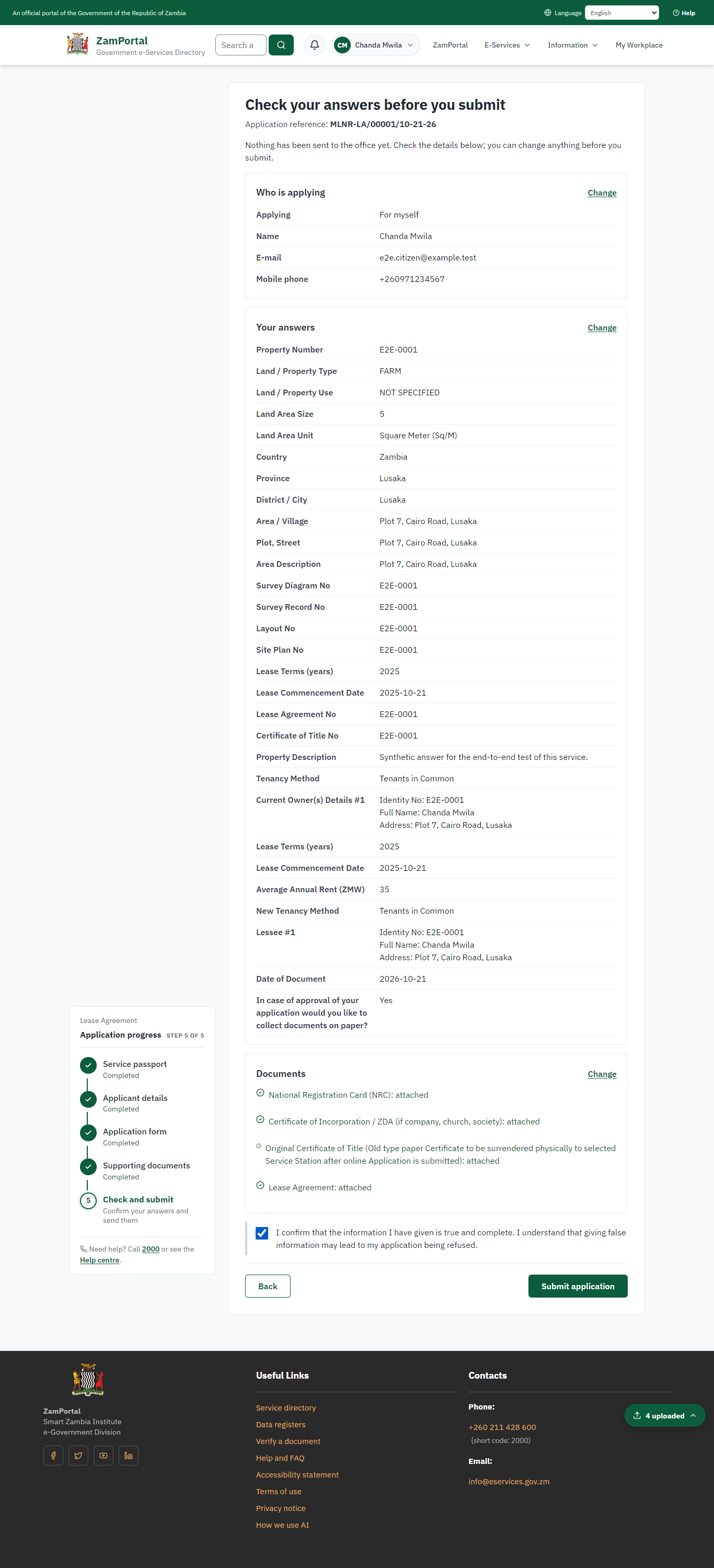 Check the answers and confirm the declaration (desktop)