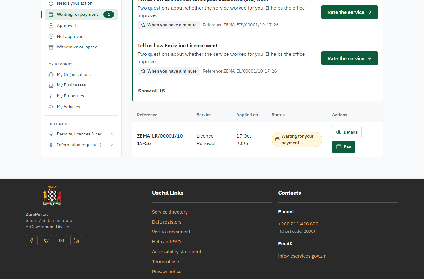 See that the fee is due (desktop)