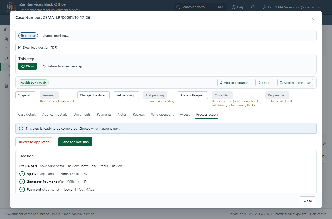 Review, Inspect, Assign to Case Officer (desktop)