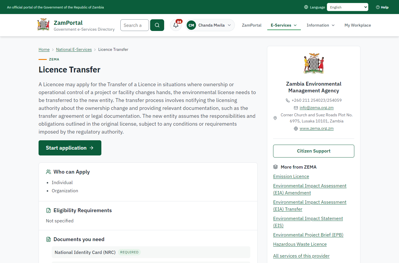 Read the service page (desktop)
