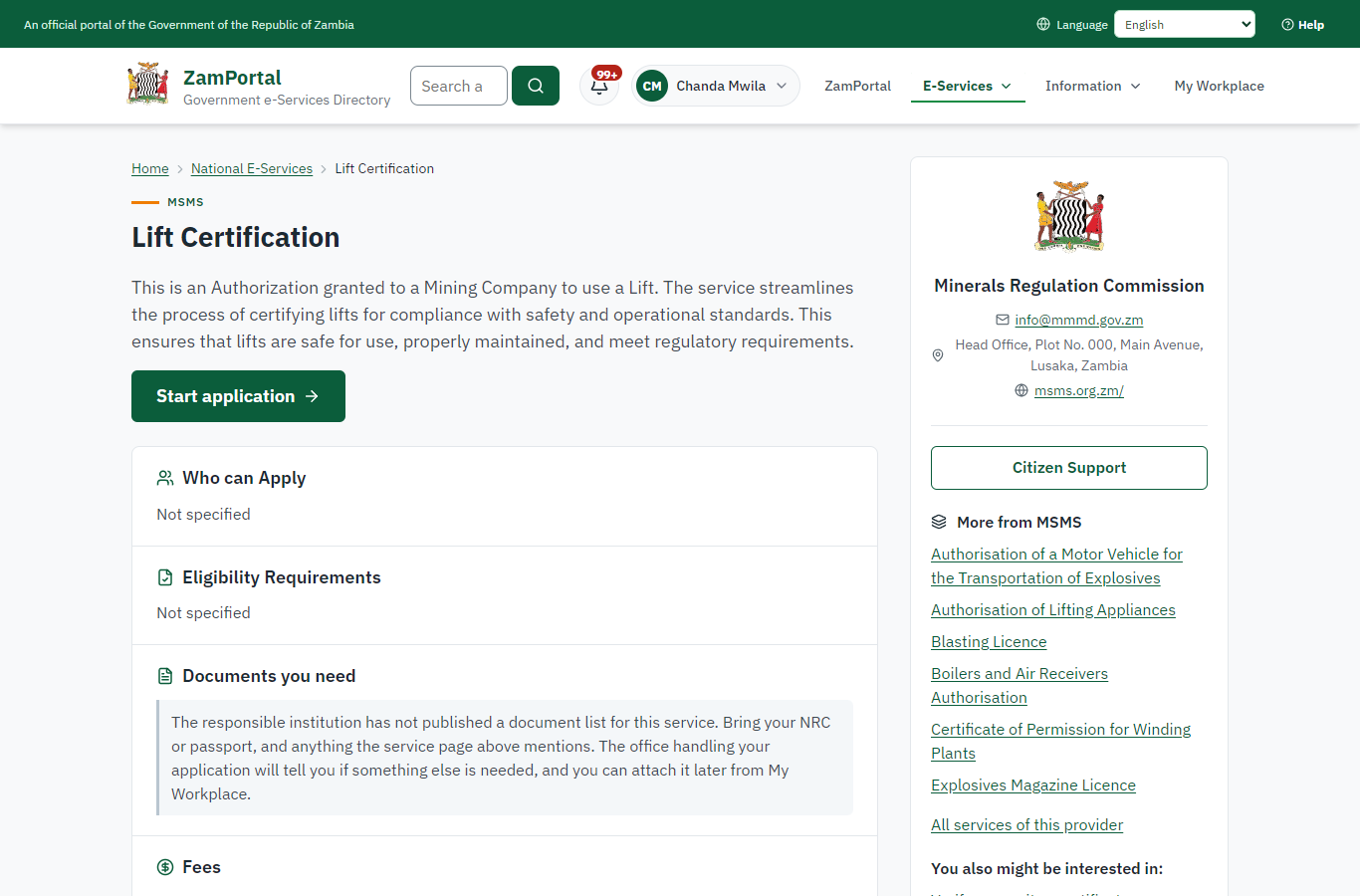 Read the service page (desktop)