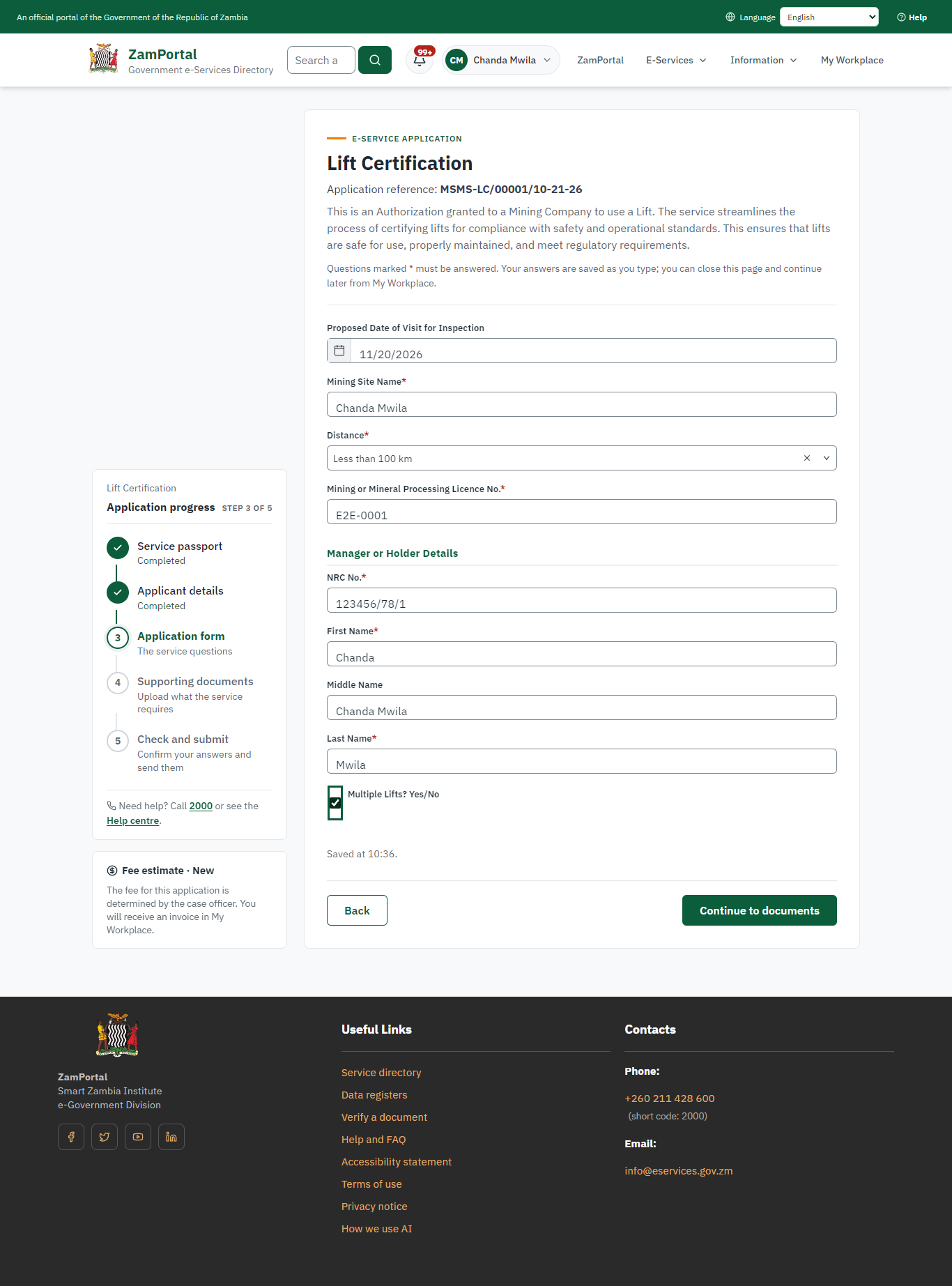 Fill in the application form (desktop)