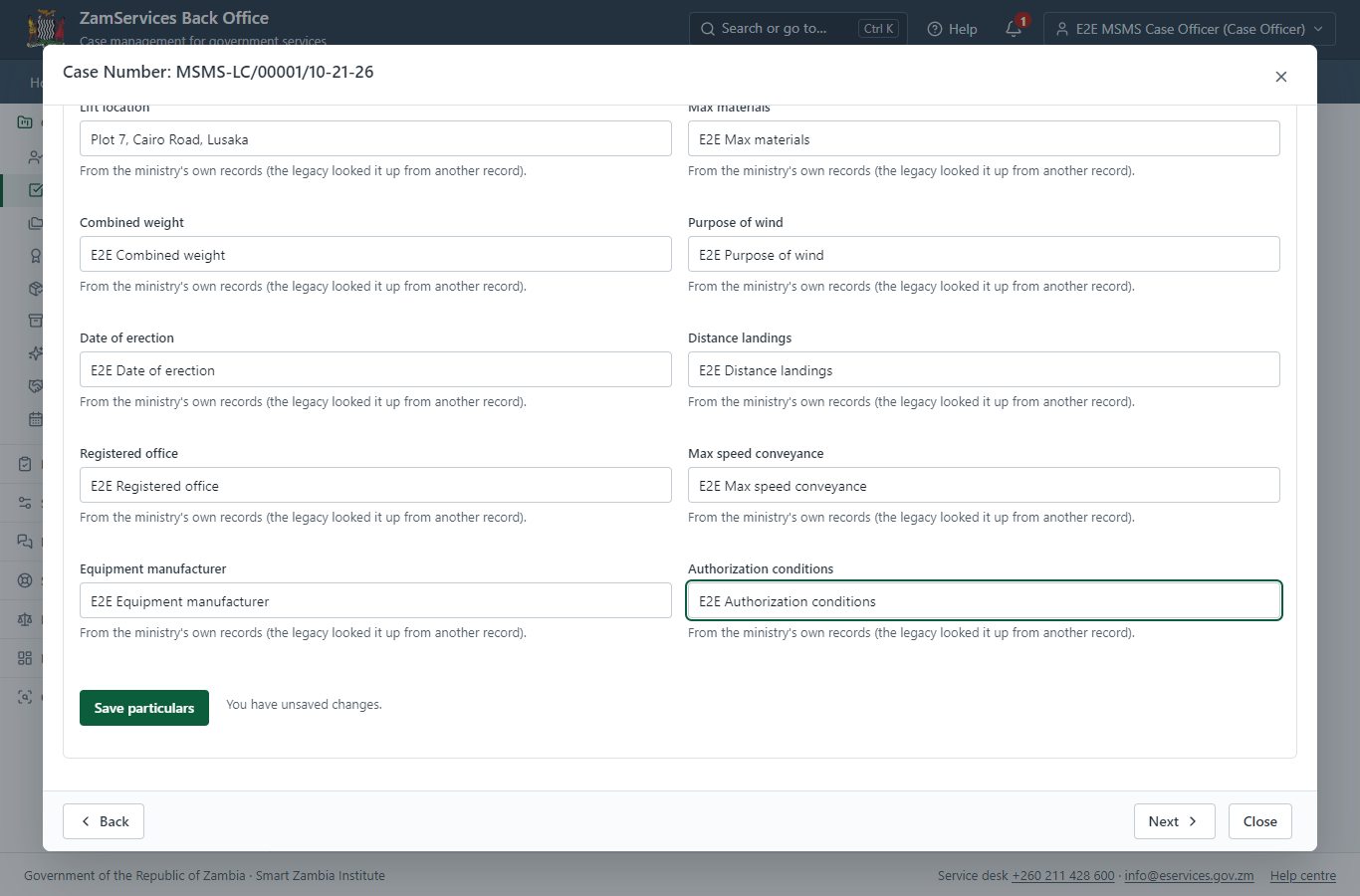 Fill in the certificate particulars (desktop)