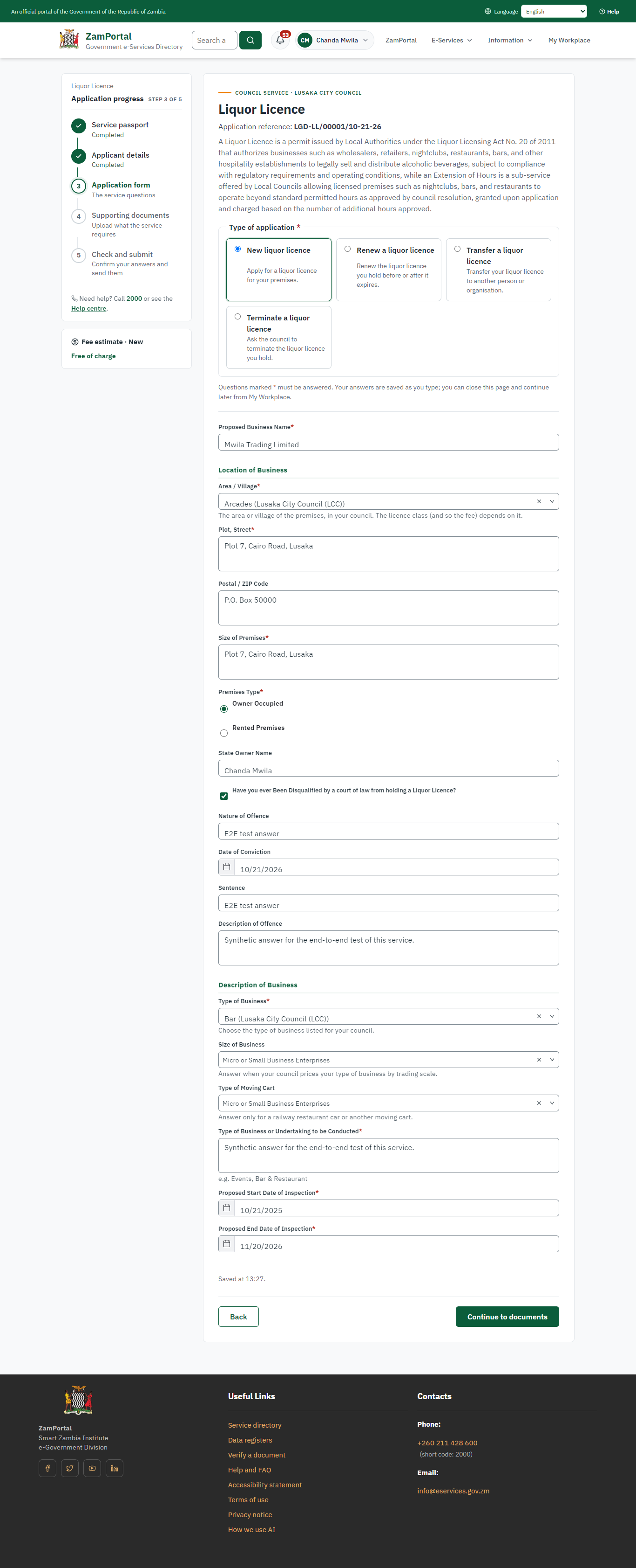 Fill in the application form (desktop)