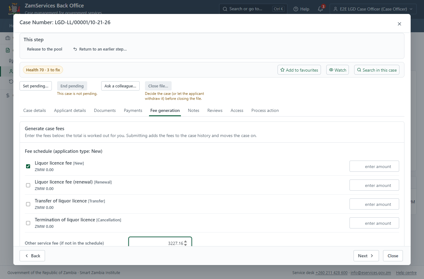 Set the fee and raise the invoice (desktop)