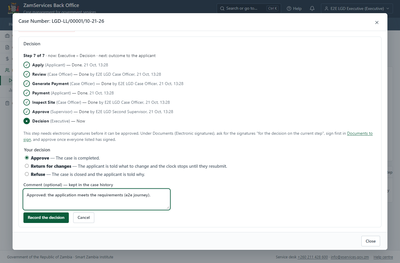 Decide: Review final decision, e-sign (desktop)