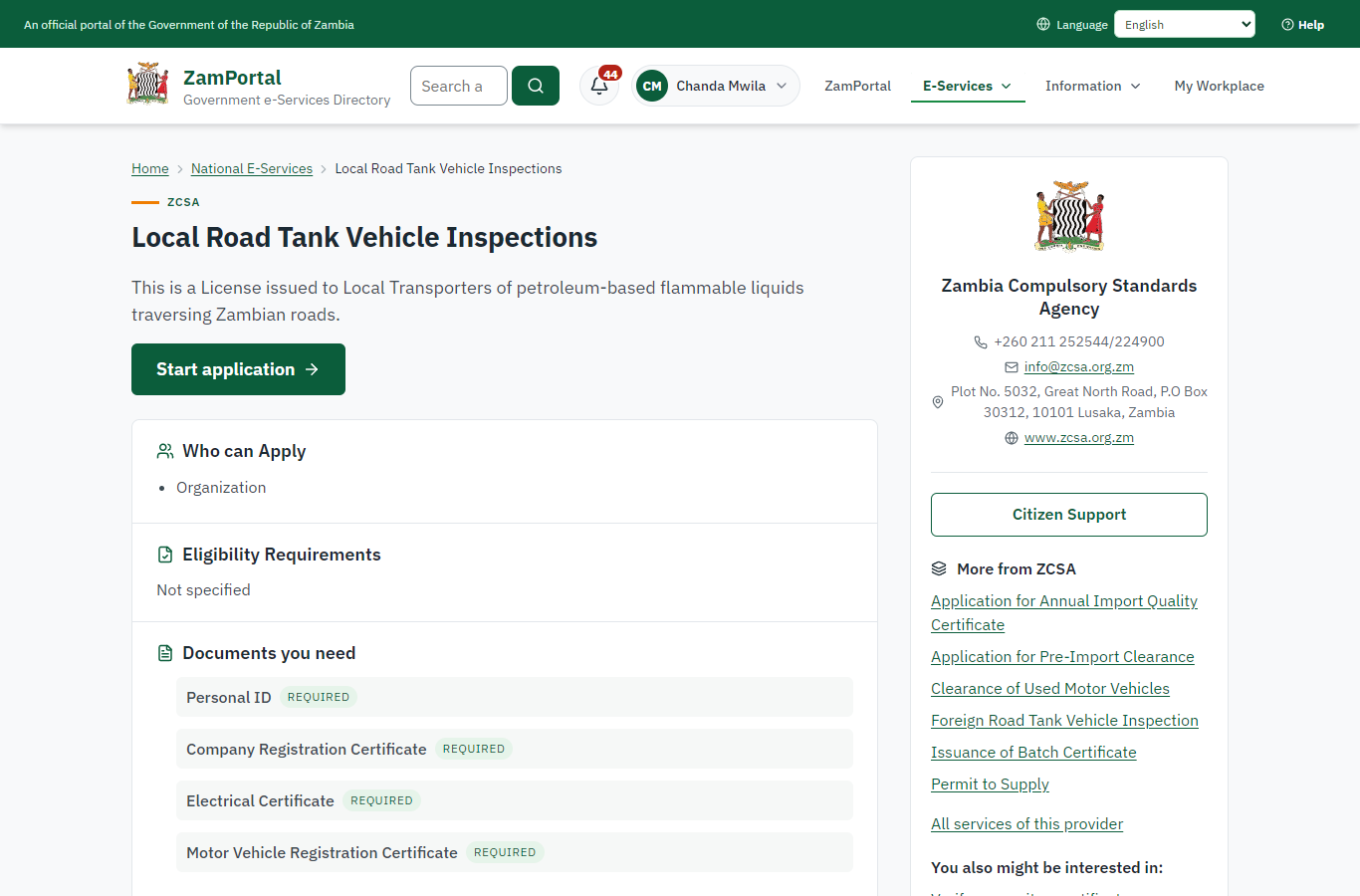 Read the service page (desktop)