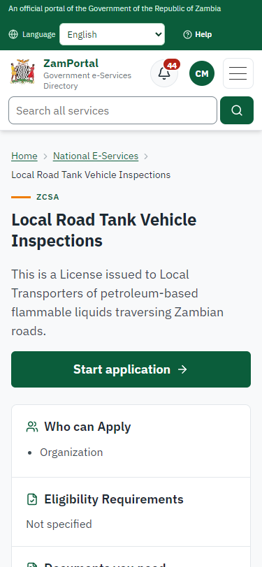 Read the service page (375 px phone)