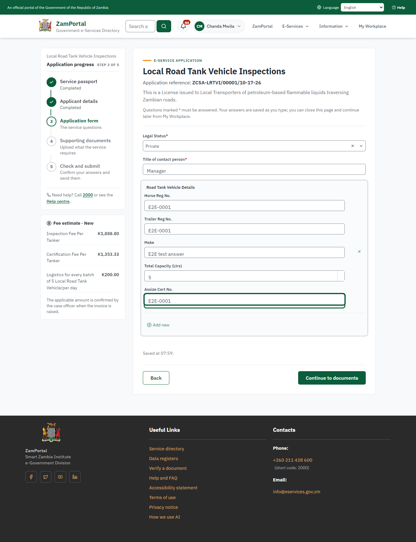 Fill in the application form (desktop)