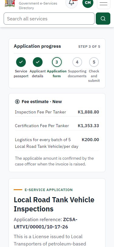 Fill in the application form (375 px phone)