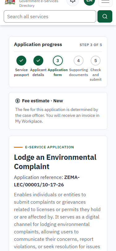 Fill in the application form (375 px phone)
