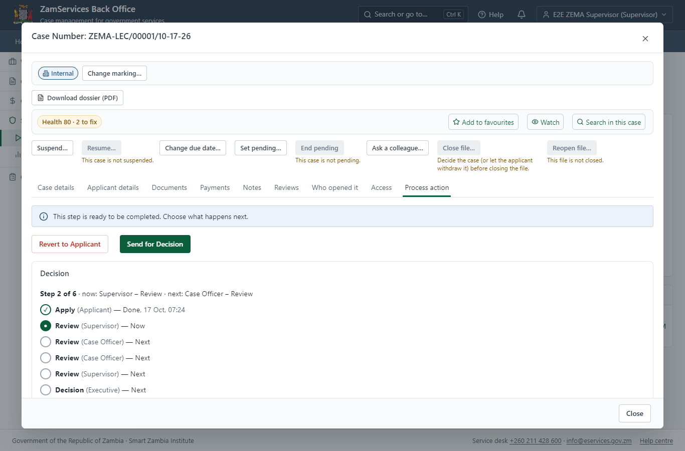 Review, Inspect, Assign to Case Officer (desktop)