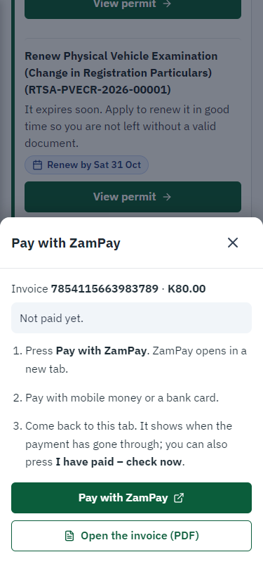 Pay with ZamPay (375 px phone)