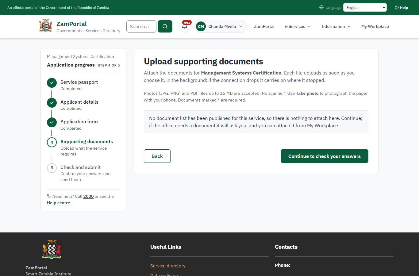 Upload the supporting documents (desktop)
