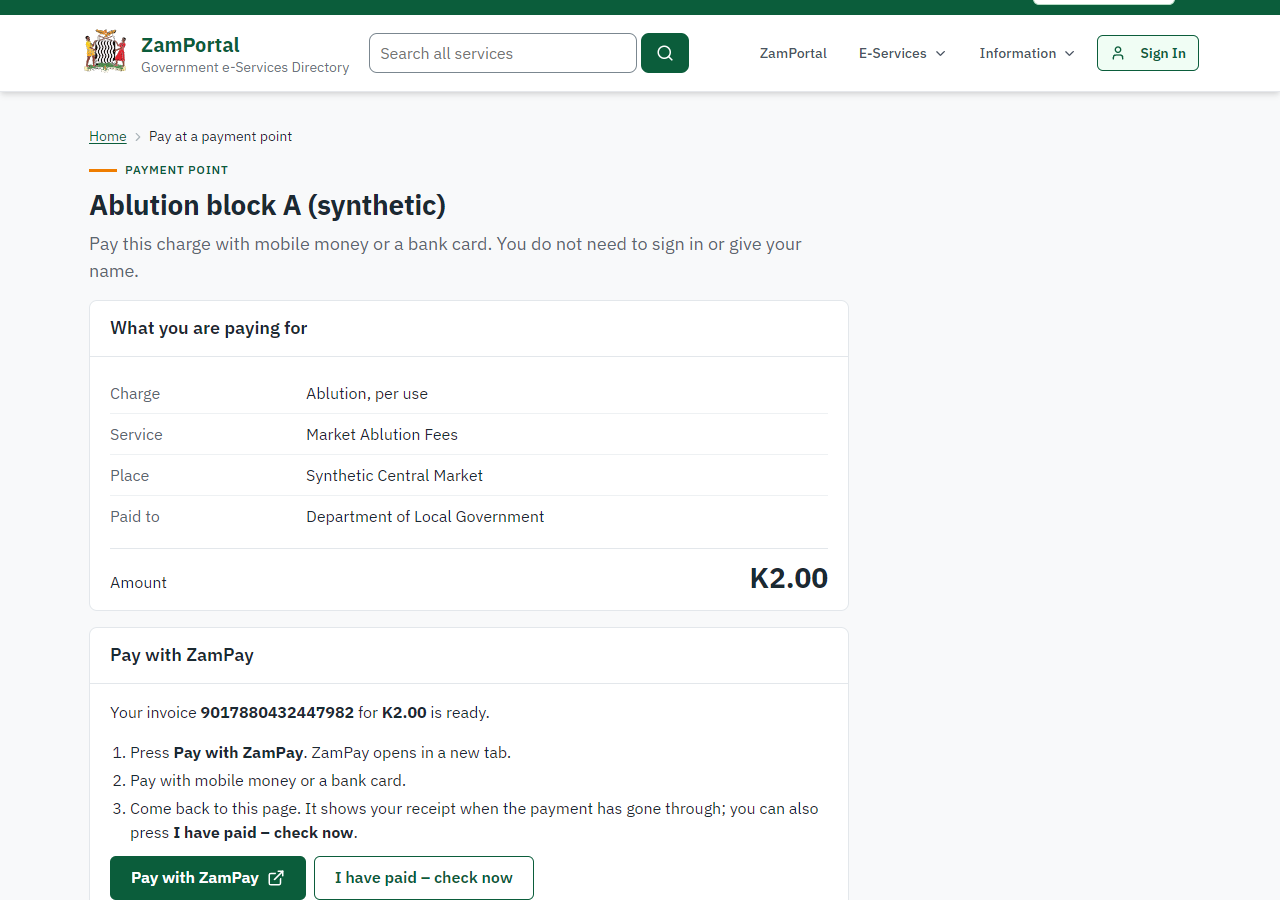 Pay: the ticket invoice (desktop)