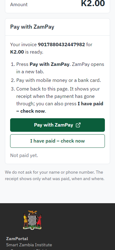 Pay: the ticket invoice (375 px phone)