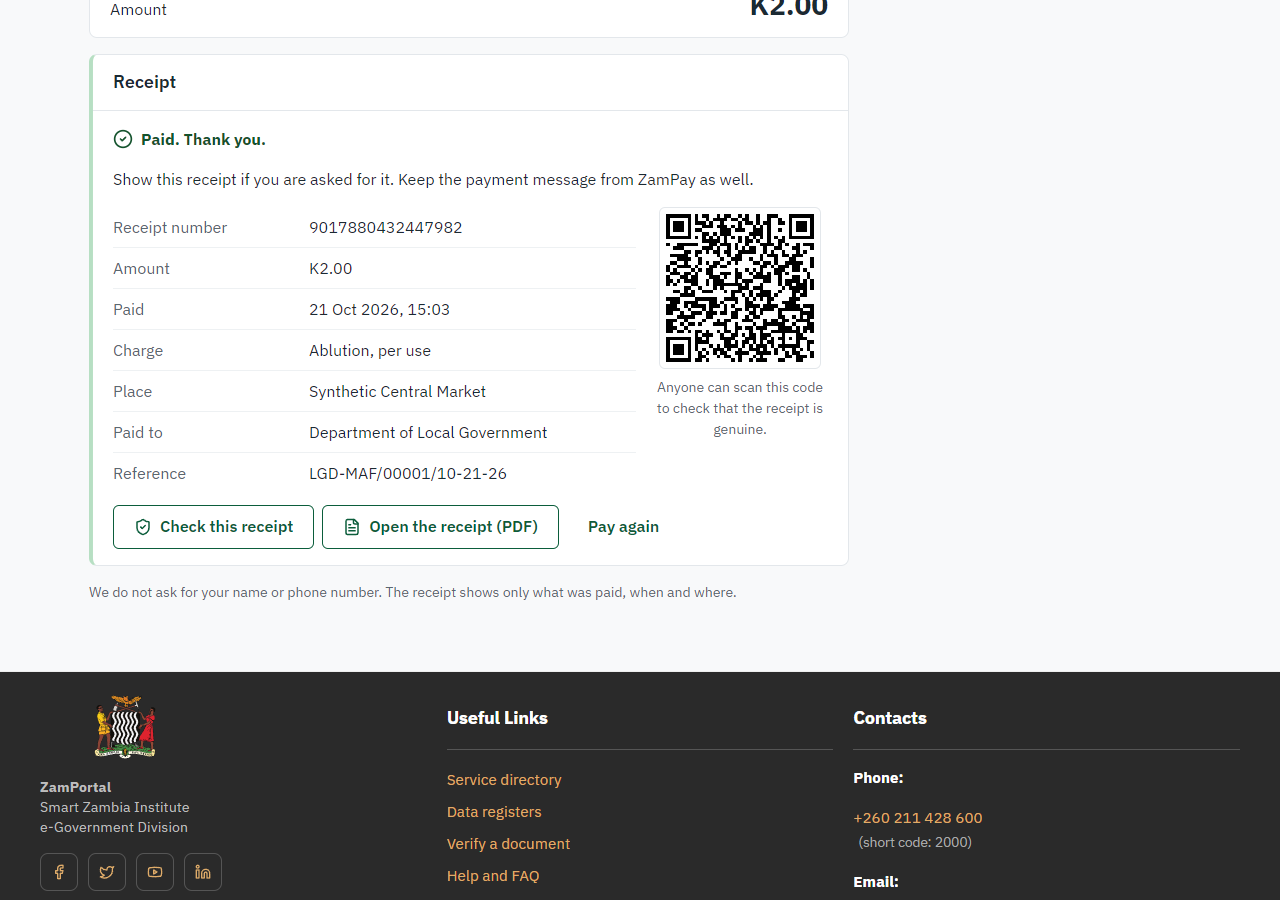 The receipt (desktop)