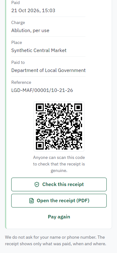 The receipt (375 px phone)