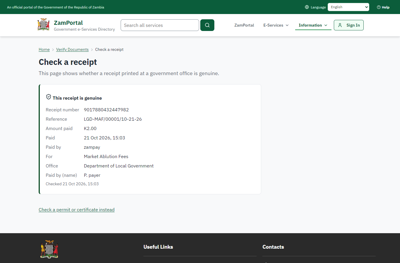 Verify the receipt (desktop)