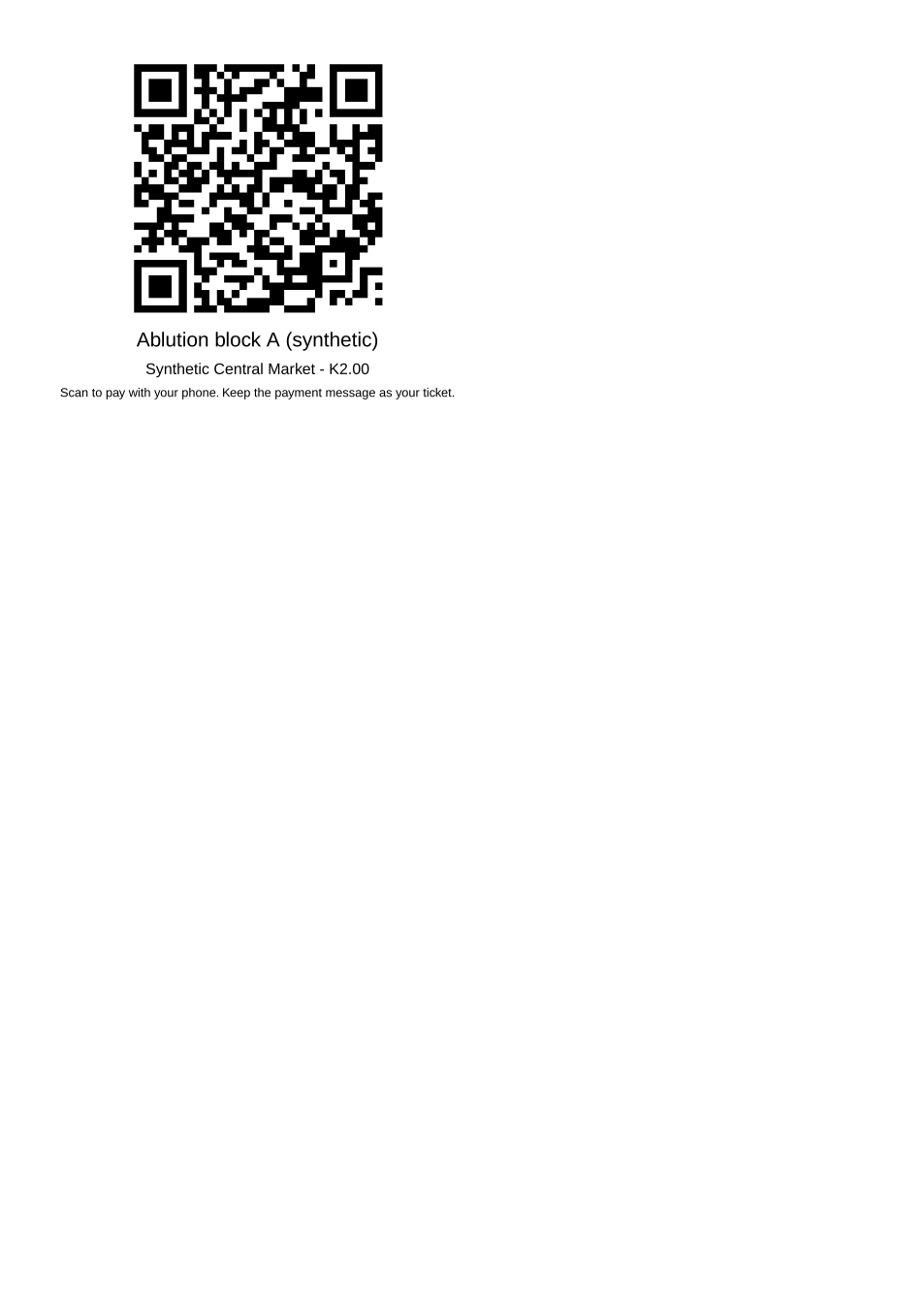 Payment point sheet (QR codes to print)