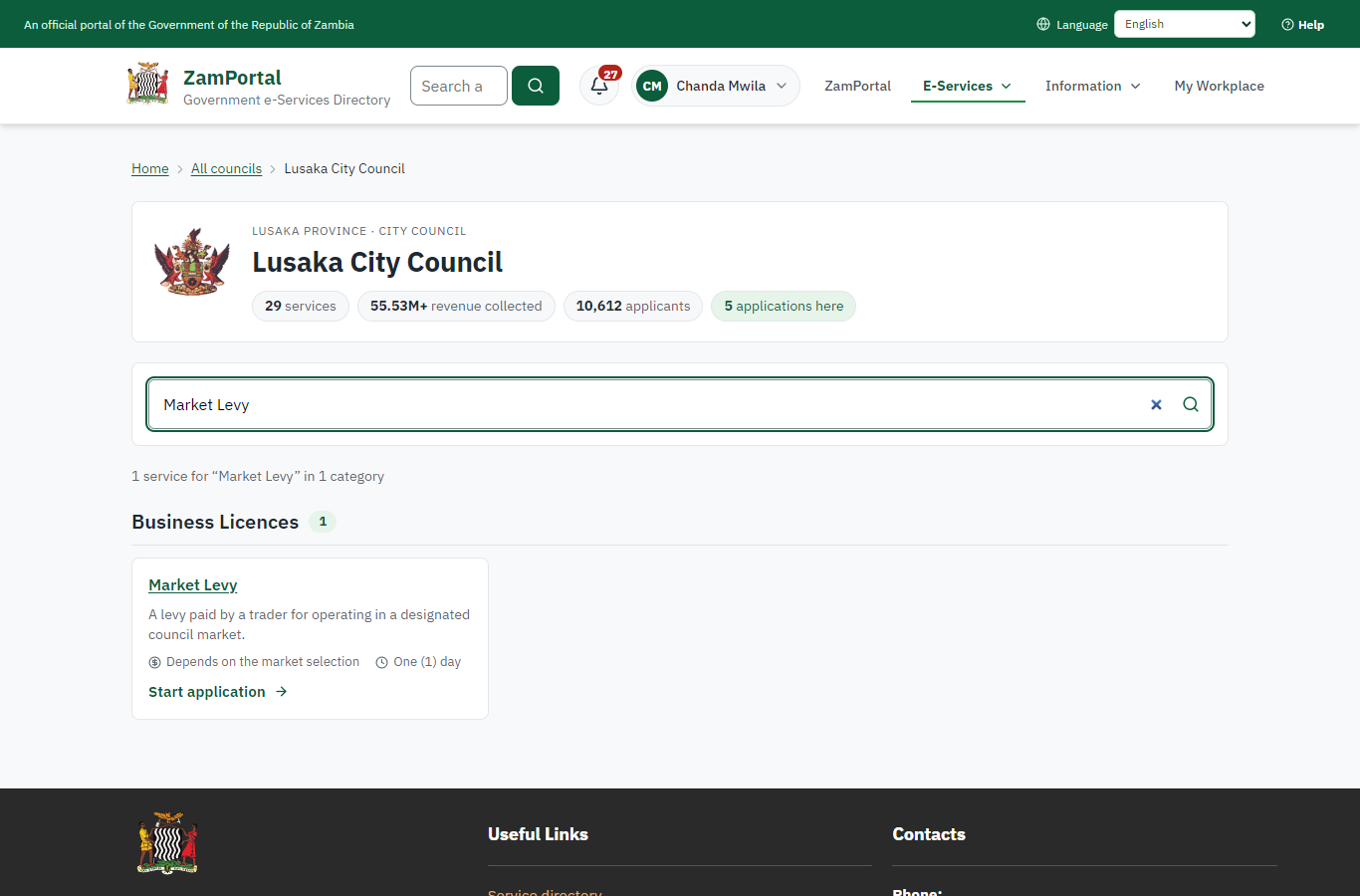 Find the service at the council (desktop)