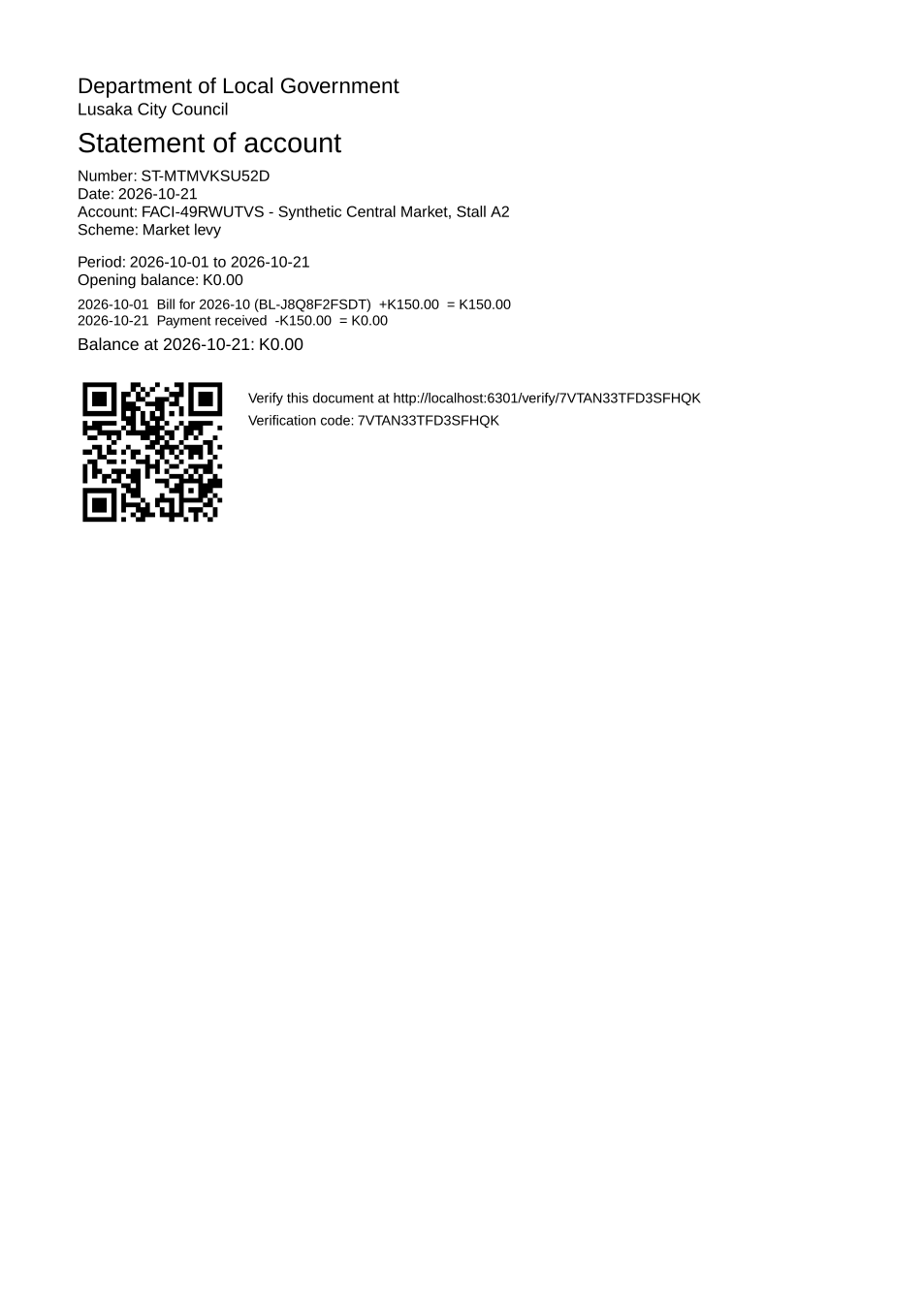 Statement of account (sealed PDF)