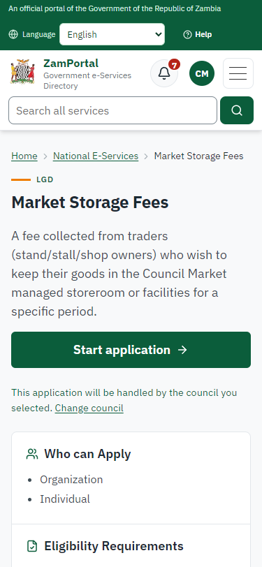 Read the service page (375 px phone)