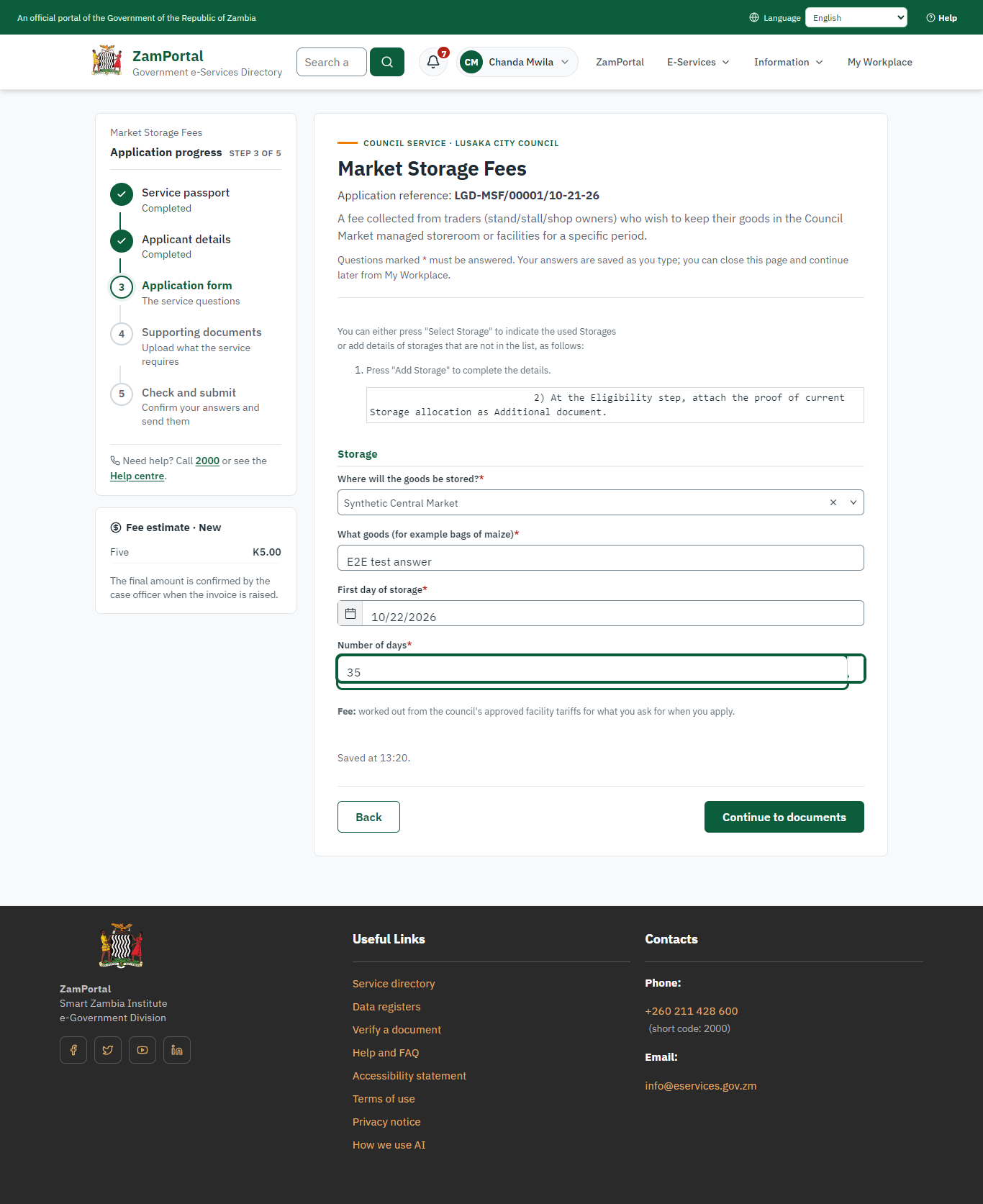 Fill in the application form (desktop)