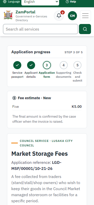 Fill in the application form (375 px phone)