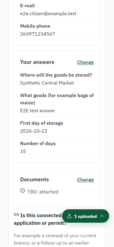 Check the answers and confirm the declaration (375 px phone)