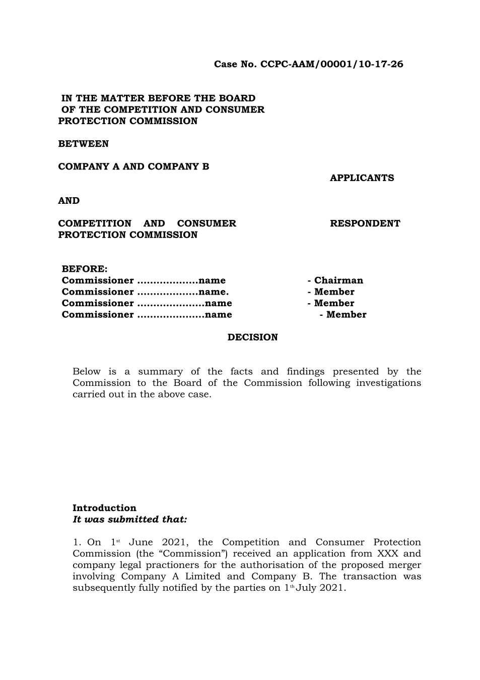Application for Authorization - Mergers (sealed PDF)