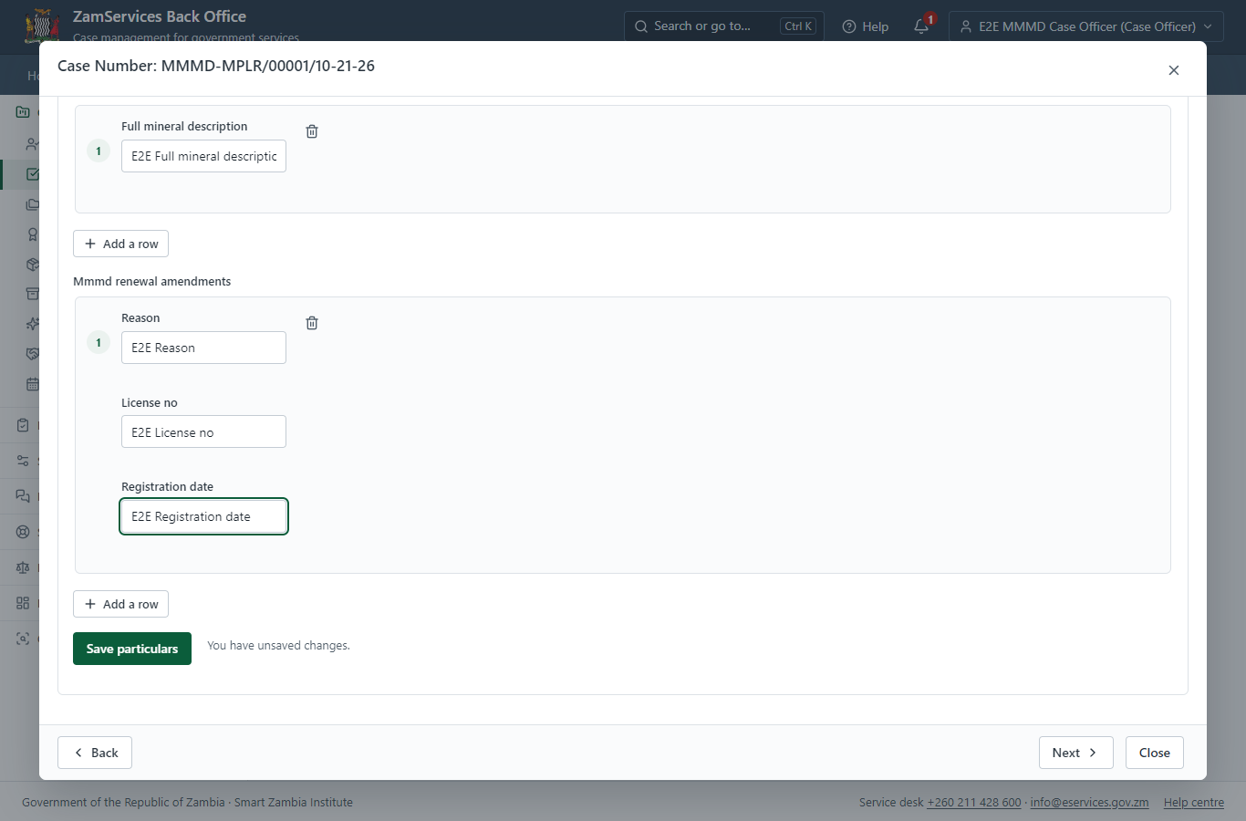Fill in the certificate particulars (desktop)