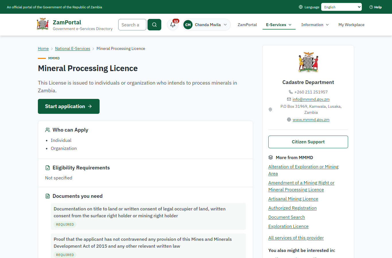 Read the service page (desktop)
