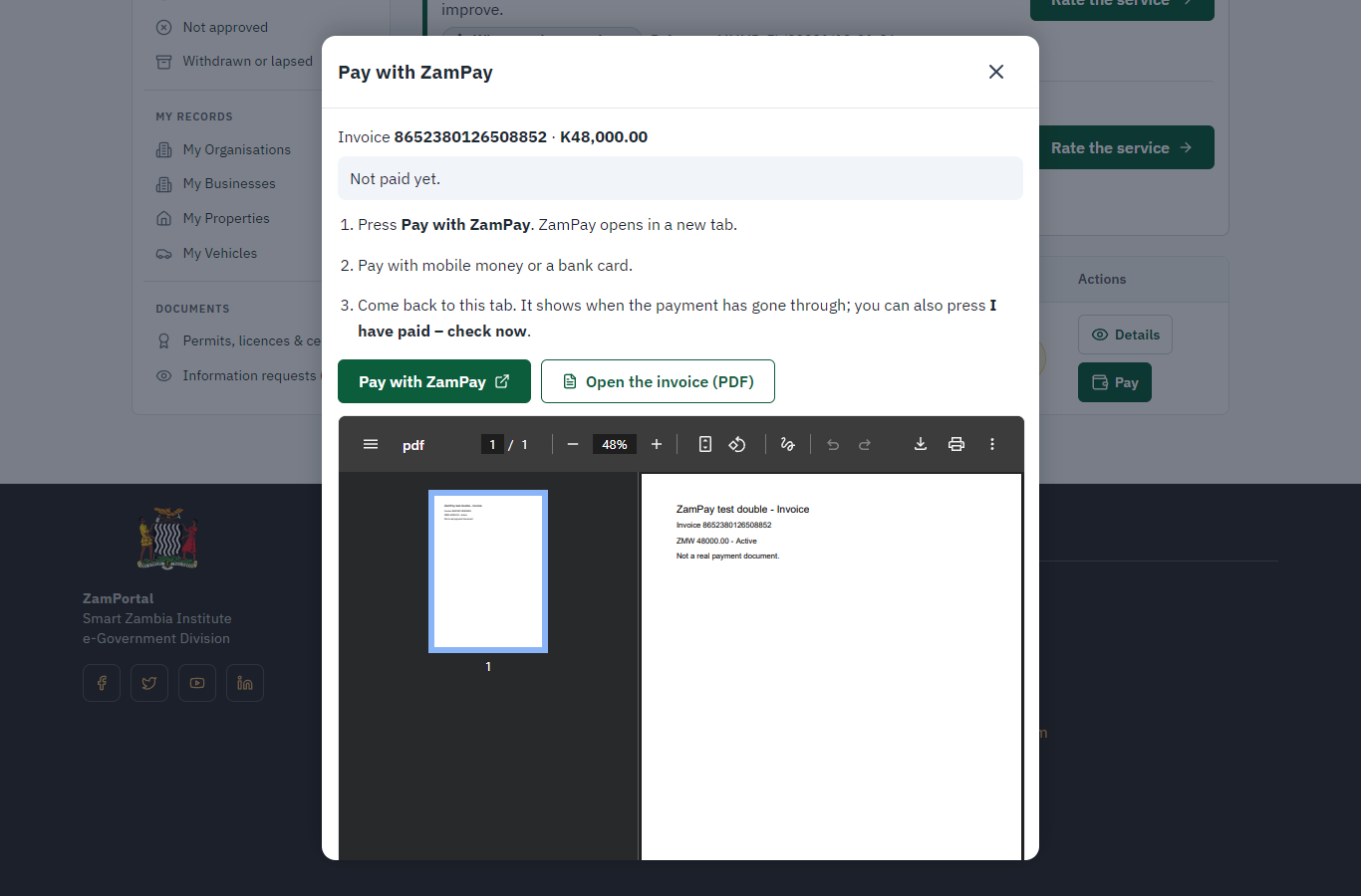 Pay with ZamPay (desktop)