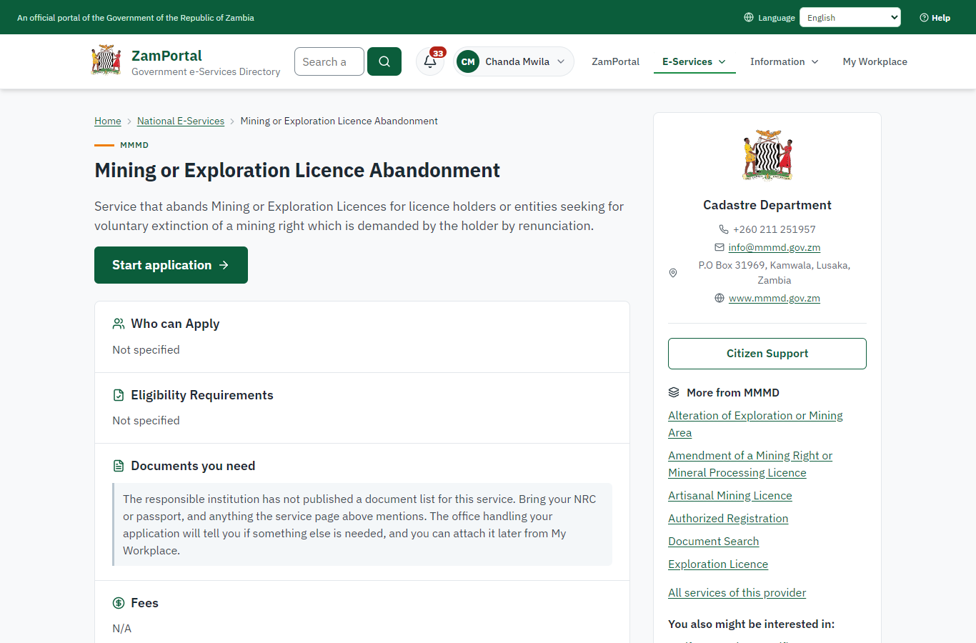 Read the service page (desktop)