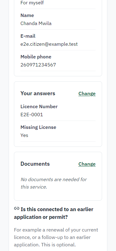 Check the answers and confirm the declaration (375 px phone)