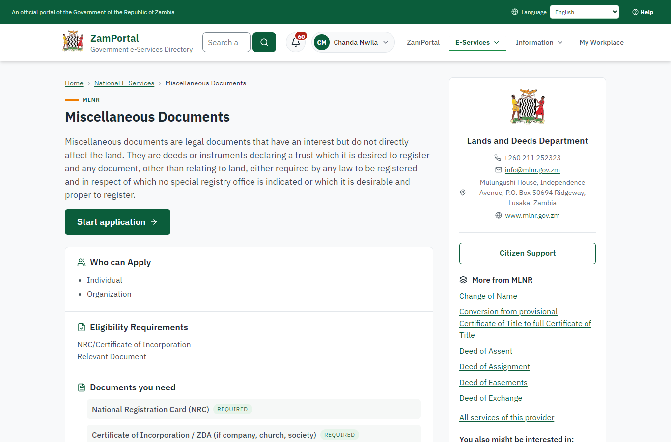 Read the service page (desktop)
