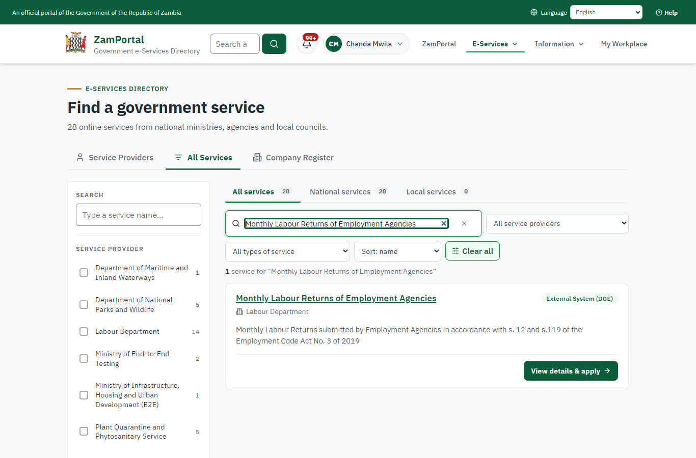 Find the service (desktop)