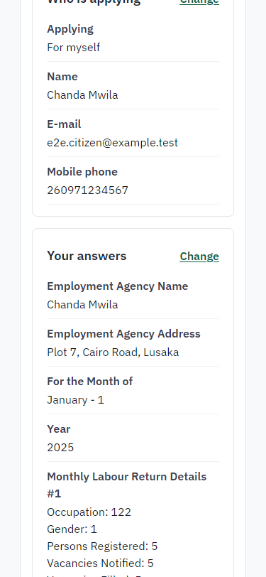 Check the answers and confirm the declaration (375 px phone)