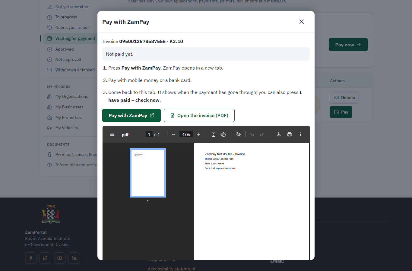 Pay with ZamPay (desktop)